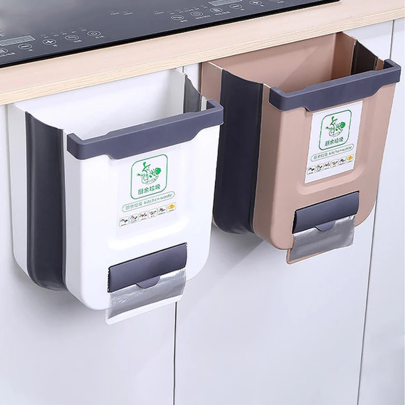 RV Hanging Trash Can Caravan Motorhome Cabinet Door Car Kitchen Foldable PP Trash Bin 7L/10L Wall-mounted RV Parts&Accessories