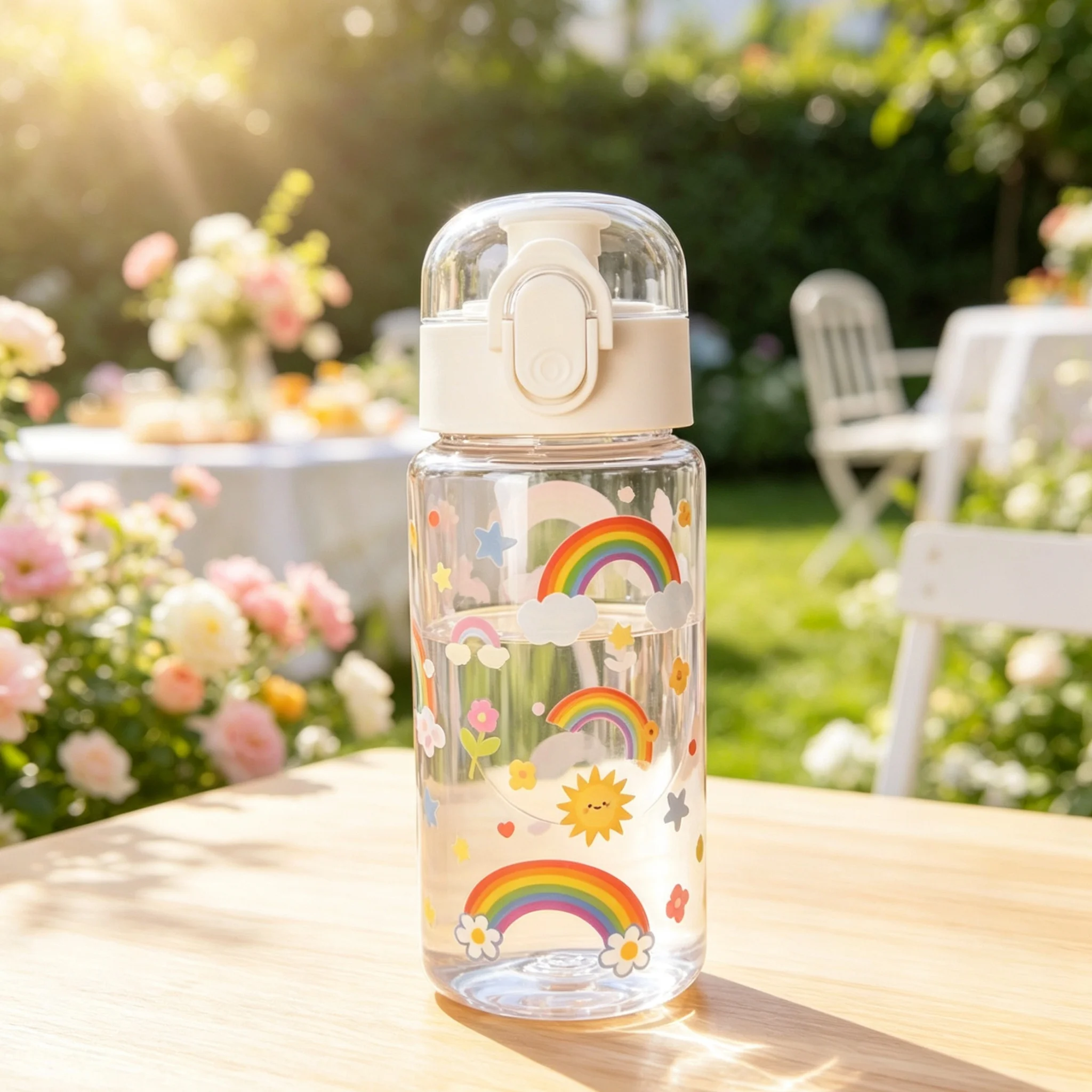 3D Printed Transparent Water Cup with Cartoon Patterns –550ML Vivid Color, Fade-Resistant, Cute & Stylish, Durable