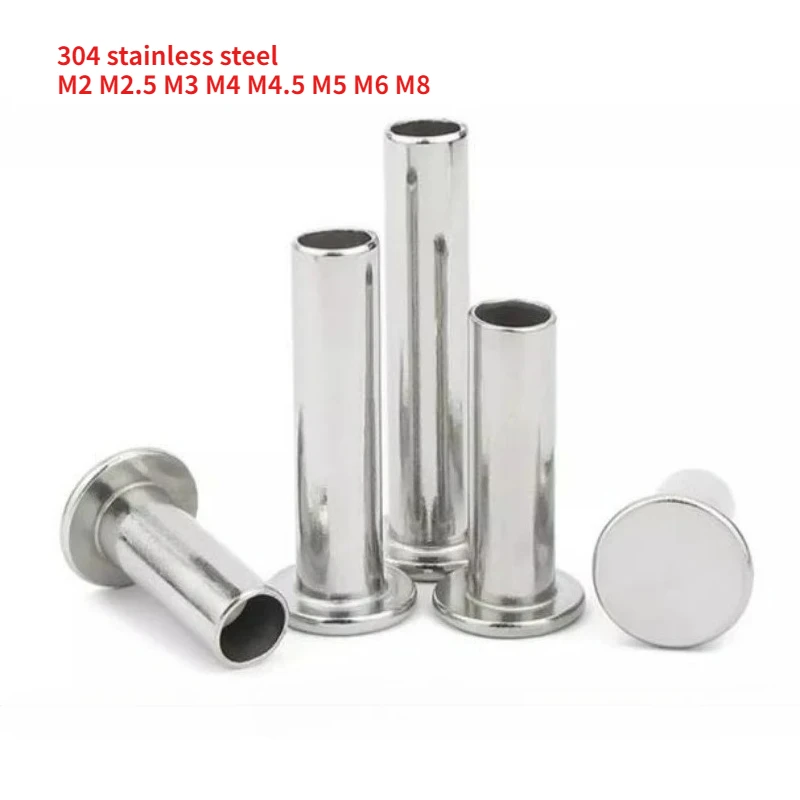 

20-400pcs M2 M2.5 M3 M4 M4.5 M5 M6 M8 GB875 304 A2-70 Stainless Steel Flat Truss Head Semi-hollow Rivet Length 3mm-20mm