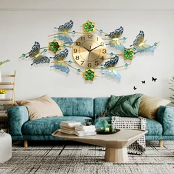 European Creative Mute Wall Clock, Quartz Watch, Household Ornament Decoration, Living Room Metal Decor, Butterfly Wall Hanging