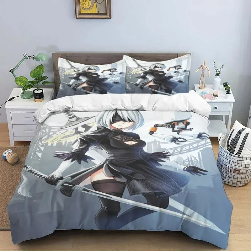 Comic Nier Art Print Three Piece Bedding Set Fashion Article Children or Adults for Beds Quilt Covers Pillowcases Bedding Set