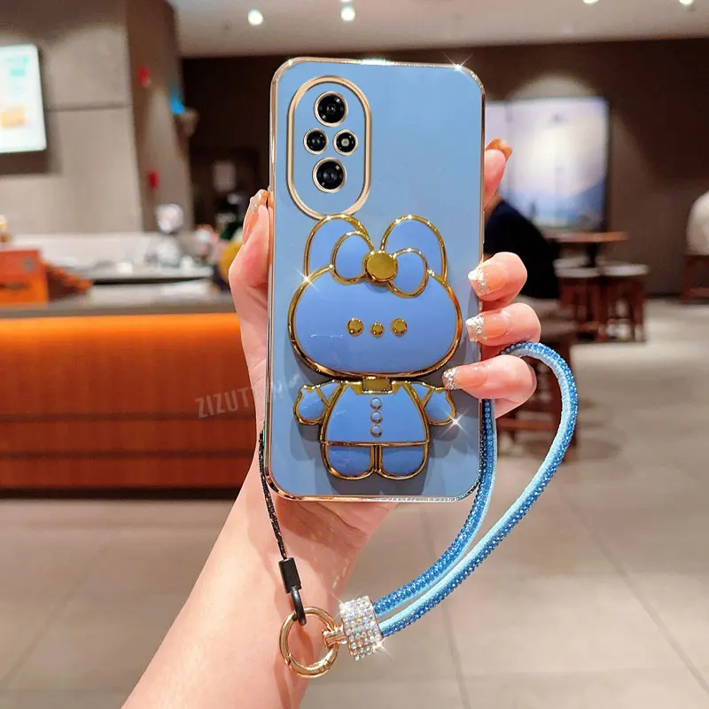 الماس حزام الحبل مرآة أرنب حامل هاتف حافظة لهاتف هواوي الشرف 9X برو 60 70 80 90 100 200 300 برو الترا Y9s