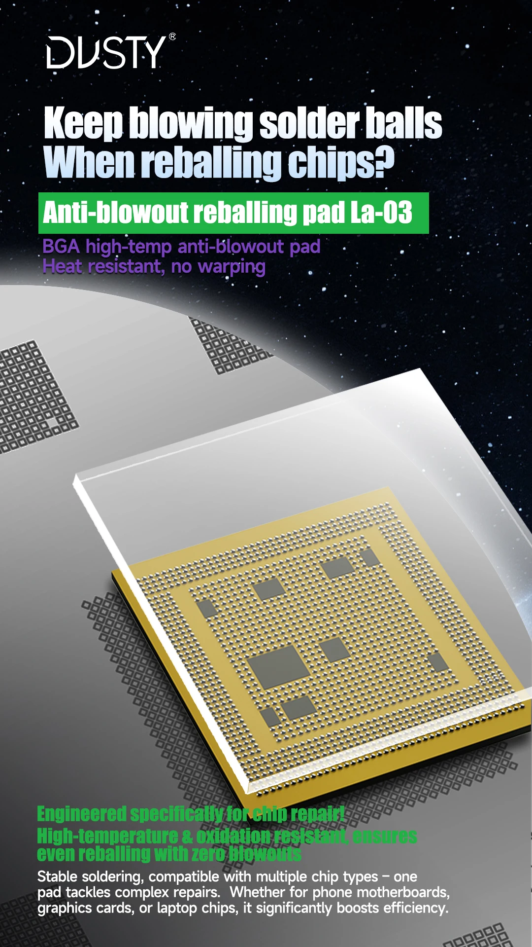 

DUSTY Tin Plating Explosion-proof Tin Gasket La-03 High Temperature Oxidation Prevention Gasket for Chip Repair