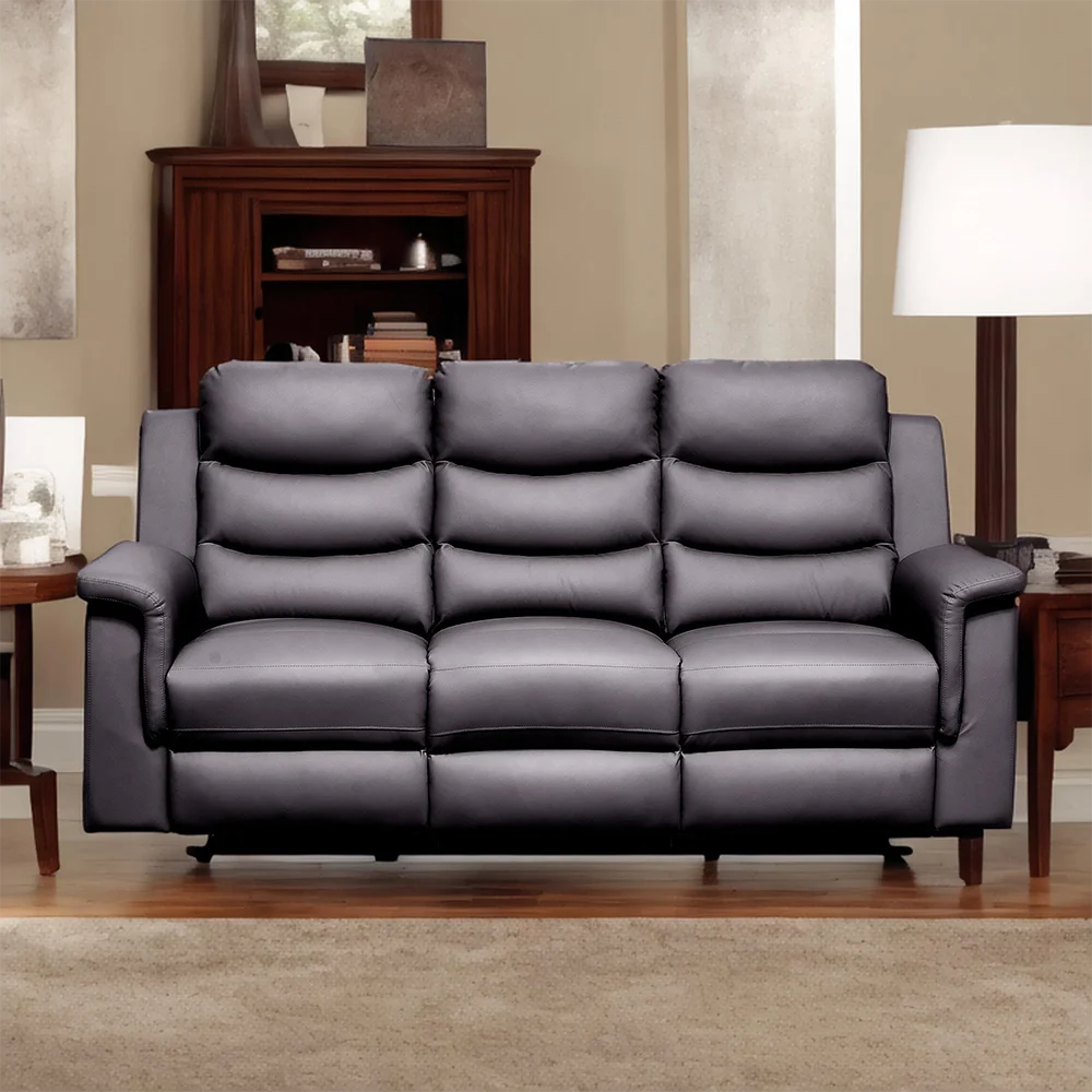 Reclining sofa with Middle Console Slipcover, Stretch 3 seat Reclining Sofa Covers (BLACK, 3 Seat Recliner Cover with Console)