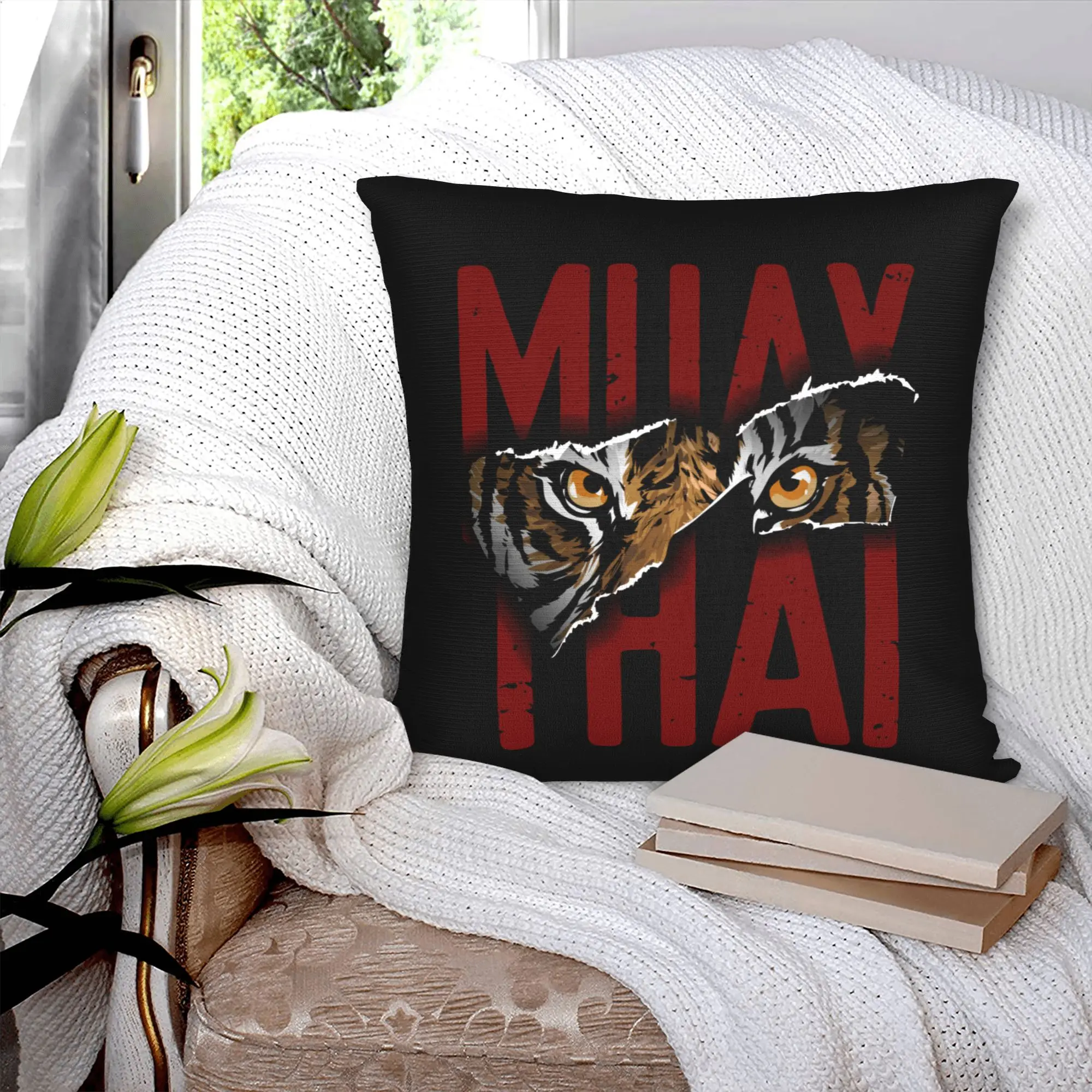 muay thai tiger Pillow Case 45x45cm Decorative Thailand Martial Art Fighter Spirit Luxury Cushion Cover Velvet Pillowcase