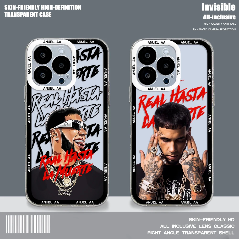 Anuel AA rapper Real Hasta La Muerte Phone Case For iPhone 15 14 13 12 11 Mini Pro Max X XR XSMax 6S 6 7 8 Plus SE20 Clear Cover