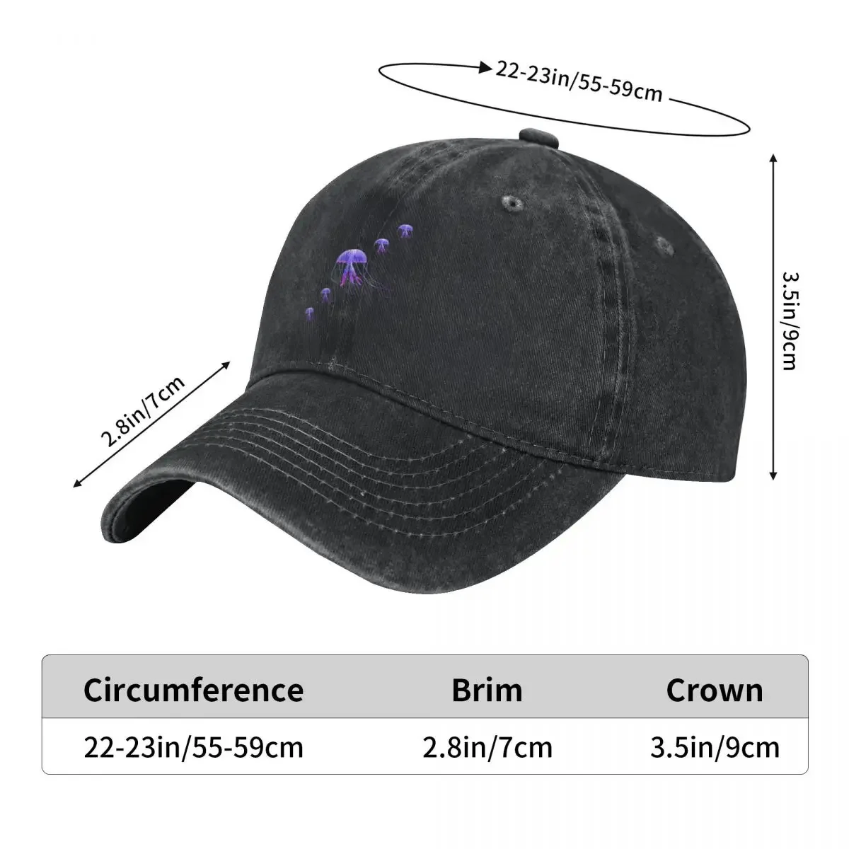 Purple jellyfish Baseball Cap |-F-| birthday Men's Hats Women's