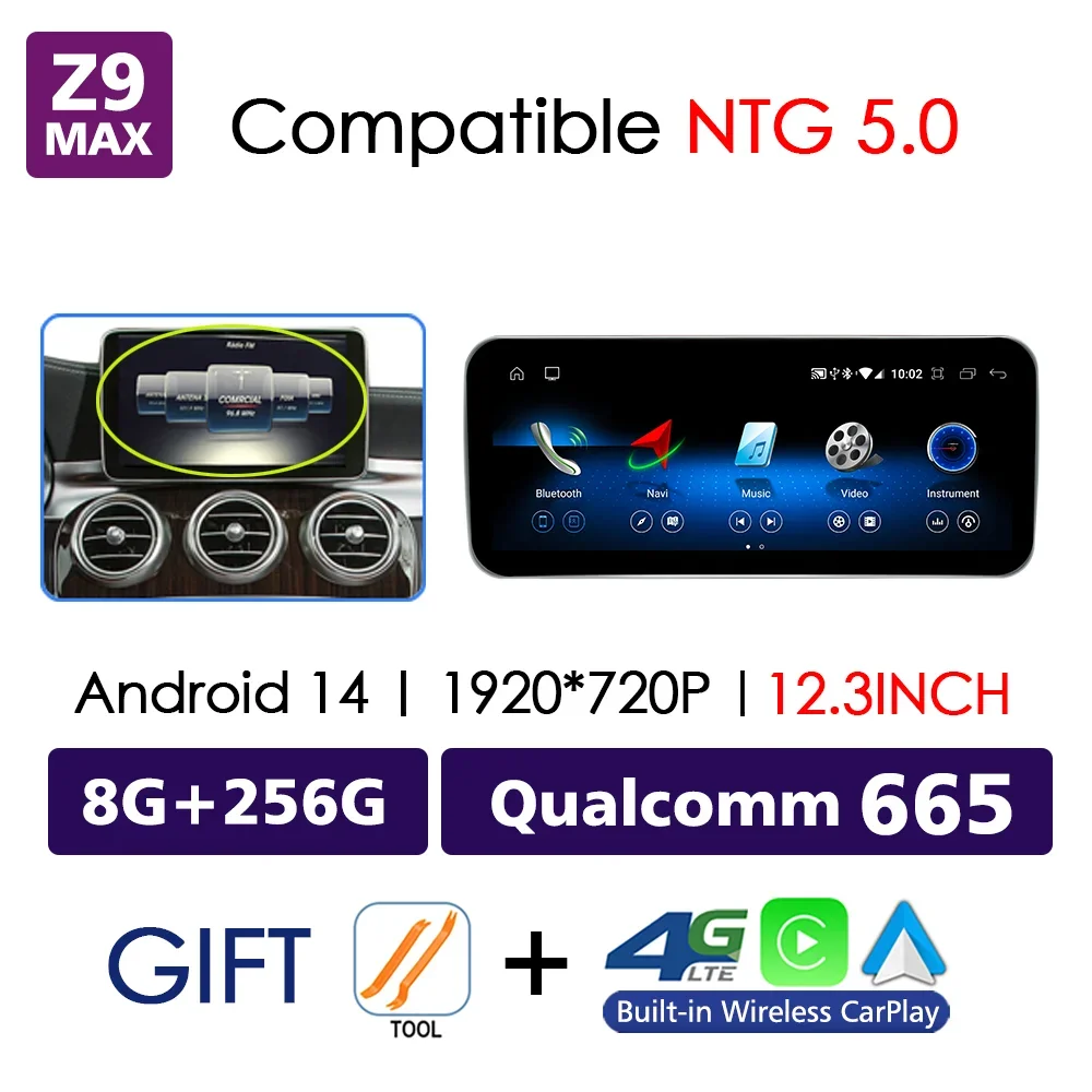Android 14 Draadloze CarPlay Voor Mercedes Benz C Klasse W205 Scherm Android Auto Multimedia Navigatie GPS SWC DSP 4G WiFi