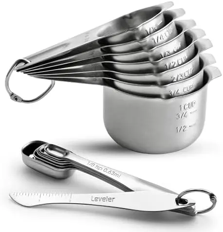

Spring Chef 14-Piece Stainless Steel Measuring Cups & Spoons Set with Leveler – Nesting Design for Baking & Cooking