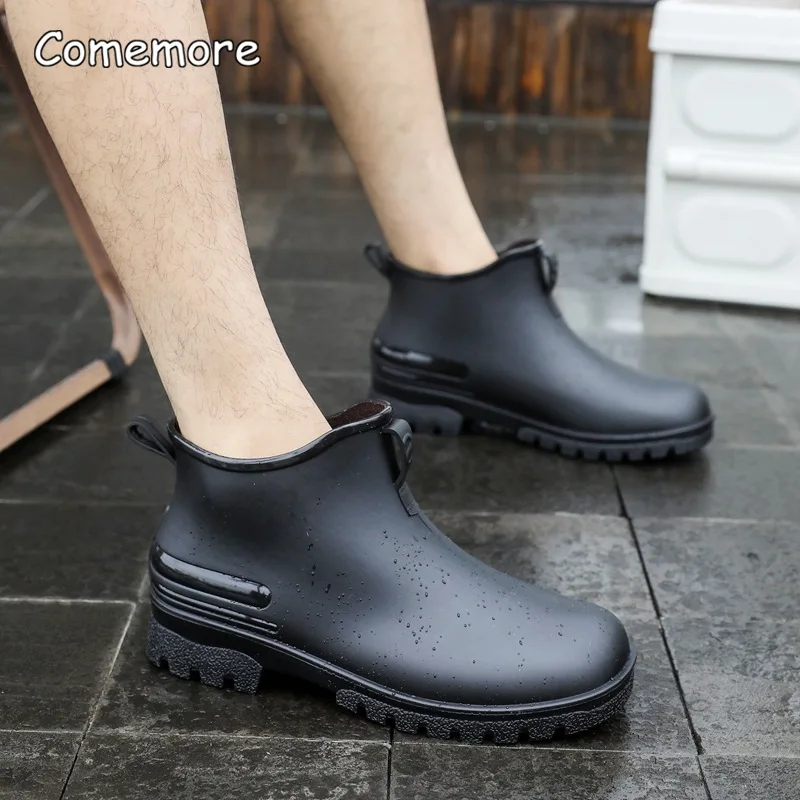 Comemore Waterproof Non-slip Rubber Boots Ladies Casual Slip-on Rainboots Female Garden Galoshes 2024 Fashion Woman Rain Shoes