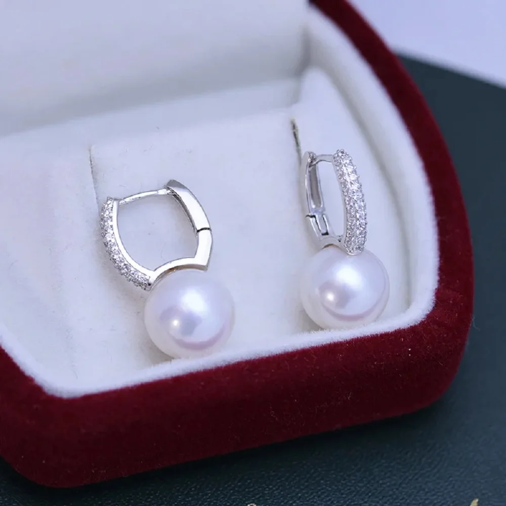 

Natural Pearl Earrings AAAA+9-10mm 10-11mm 11-12mm Round Pearl 925S Akoya Pearl Earrings