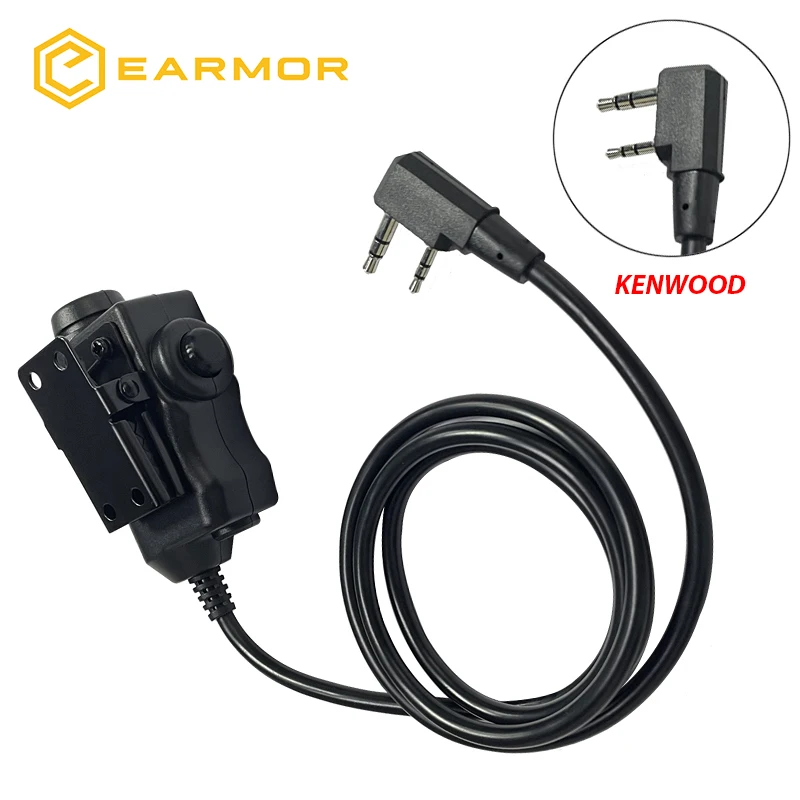 

EARMOR Tactical PTT Tactical Headset Button activated push-to-talk PTT adapter M51interface fit for KENWOOD BAOFENG RADIO