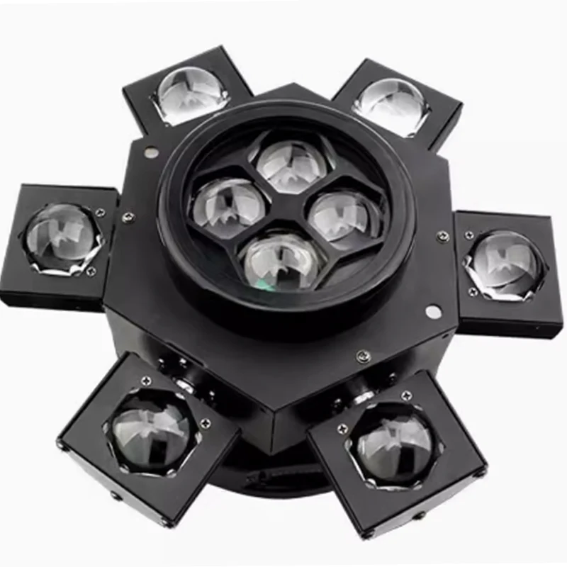 

LED 6 Heads 10x10W Full Color Moving Rotating Head Beam Light Laser Stage Lighting DMX Control with RG Strobe for Disco Music