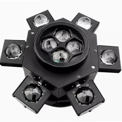 LED 6 Heads 10x10W Full Color Moving Rotating Head Beam Light Laser Stage Lighting DMX Control with RG Strobe for Disco Music