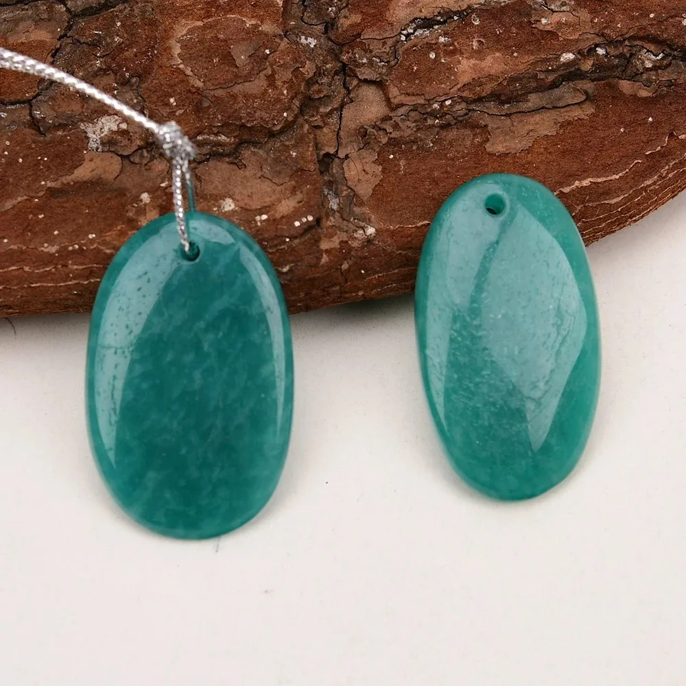 5 Pcs AA+ Natural Green Soviet Russia Amazonite Gems Stone Oval Shaped Pendant DIY Fashion Jewelry Necklace Making DIY