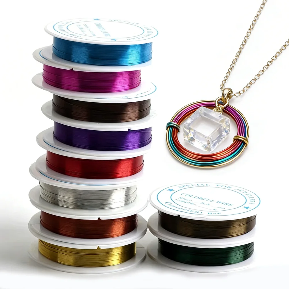 OlingArt 0.4MM 12M/Roll Wire Line Mixed Multicolor Plated Beaded Crafts  DIY Choker Bracelet Necklace Jewelry Making