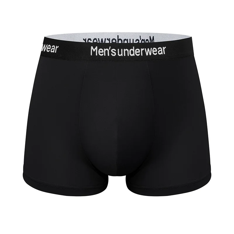 4-Piece Men's Personalized Letter Waistband Flat Angle Pants Breathable Mid Waist Solid Color Underwear Men's Fashion Underwear