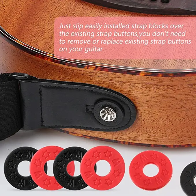 12 Pieces Electric Guitar Strap Locks Washer Button Musical Instrument Bass Ukulele Safety Blocks Protector Accessory