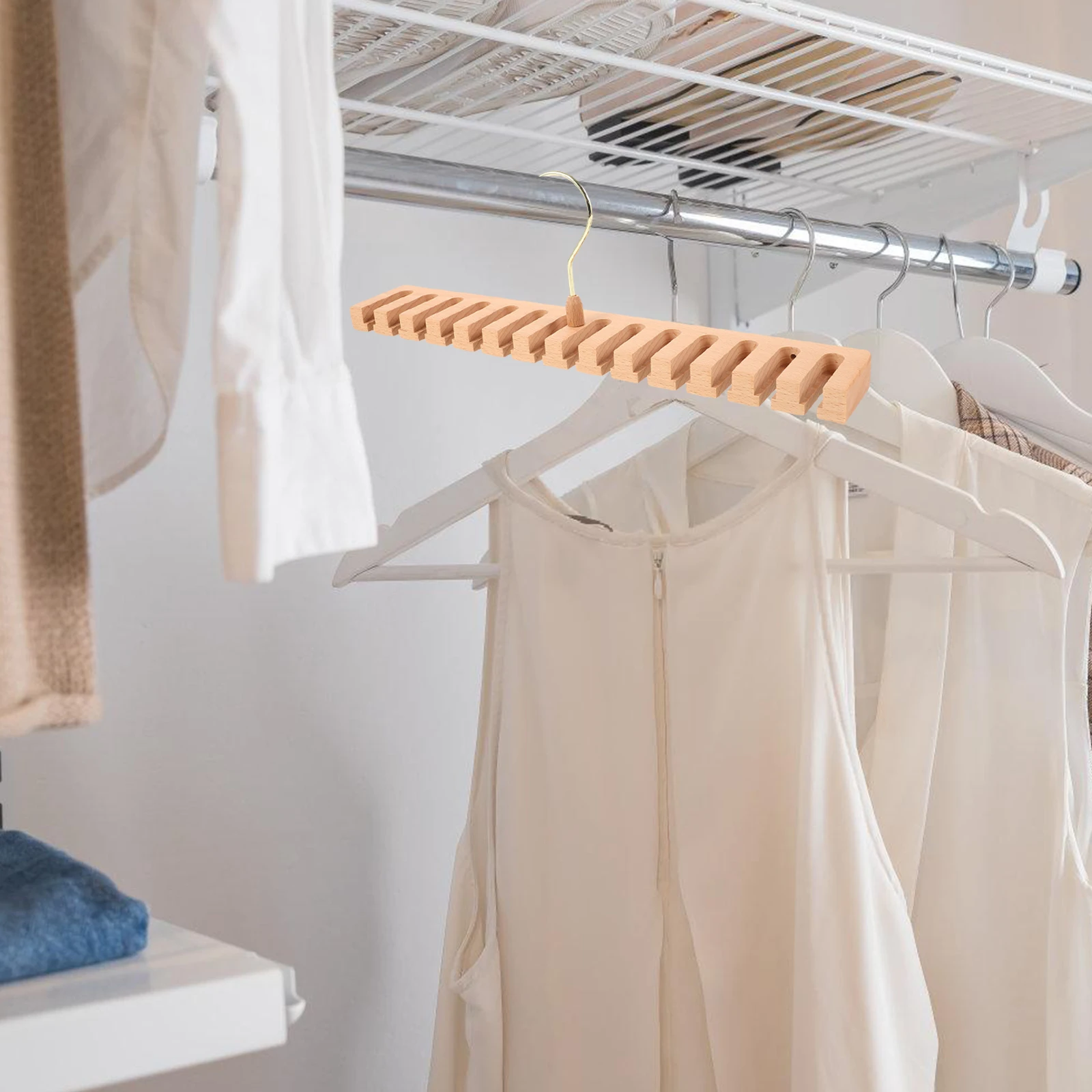 

Belt Hanger Closet Organizer Heavy Duty Wooden Belt Rack Storage Space Saving Multi-Purpose Scarf Tie Hanger