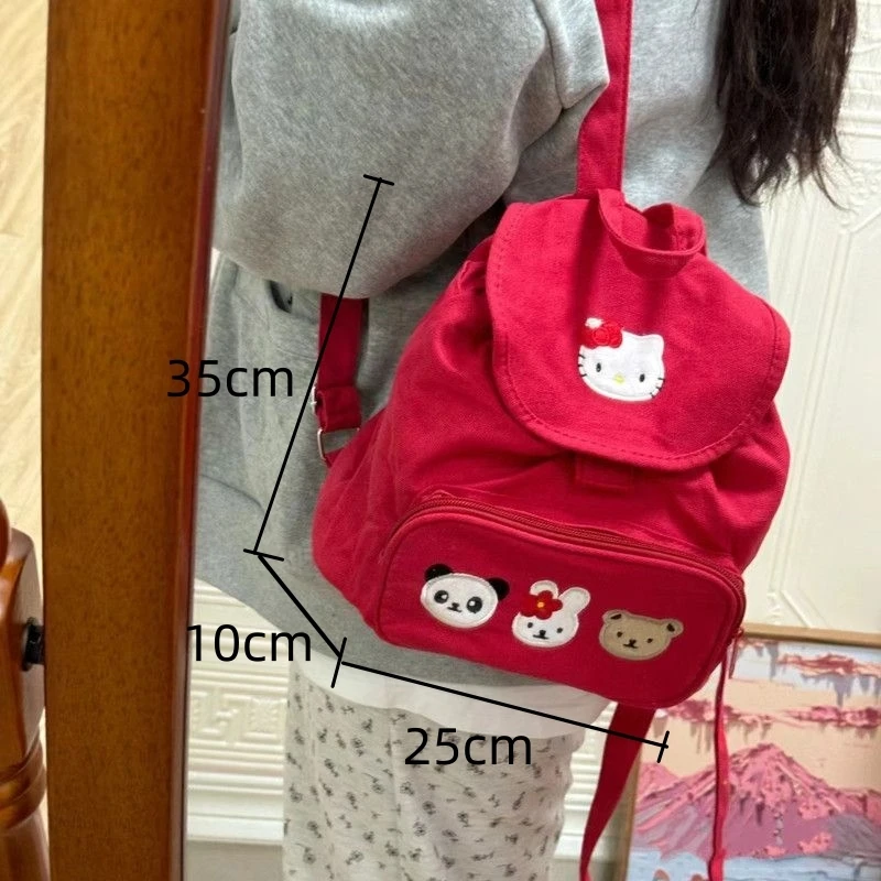 Miniso Hellokitty zaino stile Preppy ragazze ricamo Anime Y2k zaini coulisse giapponese piccola borsa Kawaii zaino regalo