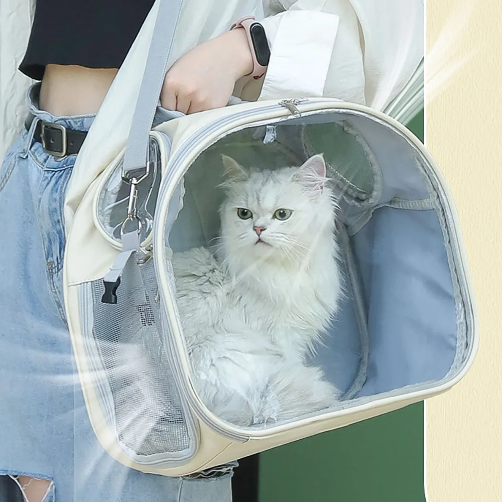 Tas kucing portabel untuk pergi keluar ruang kapsul hewan peliharaan ransel bernapas kandang kucing ransel transparan tas tangan perlengkapan kucing