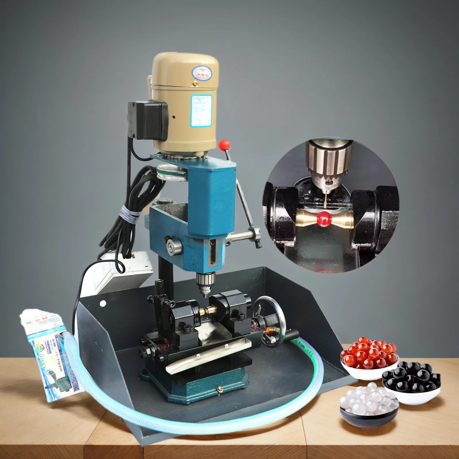 Kinway Jade Stone Round Bead Punching Machine High-speed Brushless Motor 120 Watt Glass Ball Agate Pearl Amber Drilling Machine