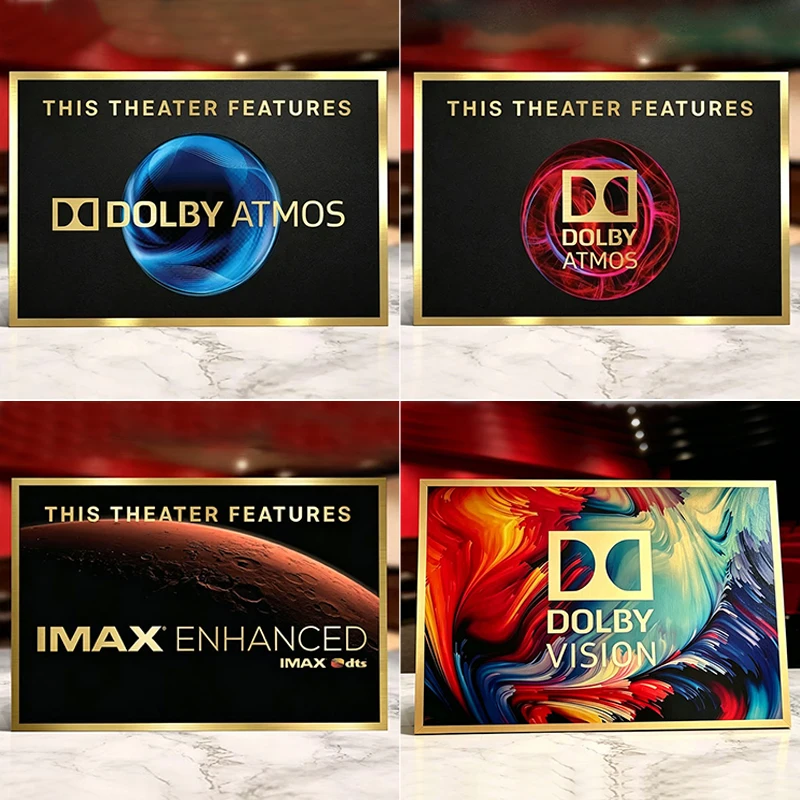 Vintage Dolby Atmos Home Movie Theater Sign | Retro Cinema Wall Decor | Classic Theater Plaque | Movie Room Sign for Media Space