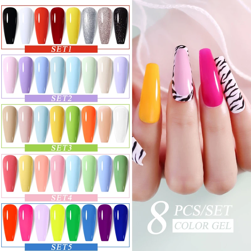 

Гель-лак Arte Clavo Crystal Rainbow Jelly Gel Nail Kit 8 шт. Блестящий устойчивый Soak Off УФ-светодиодный гель для отверждения лака Цветной гель 15 мл