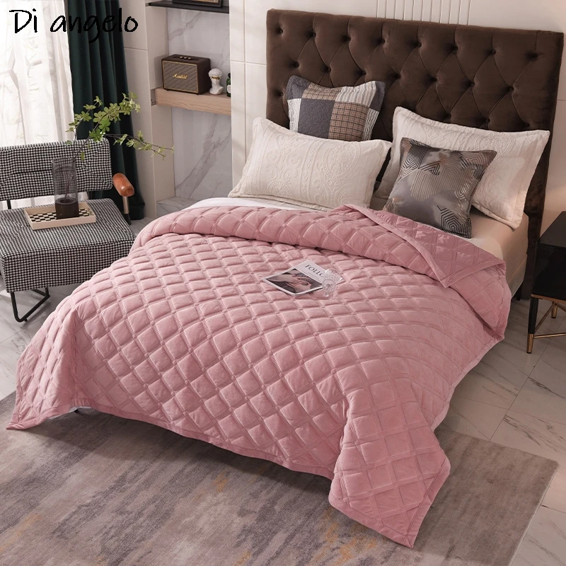 French Style Quilted Bedspread, Quilted Quilt, Sofa Blanket, Pillowcase, Double, Queen Size Bed Linens, Bed Cover, Pink,  #/L