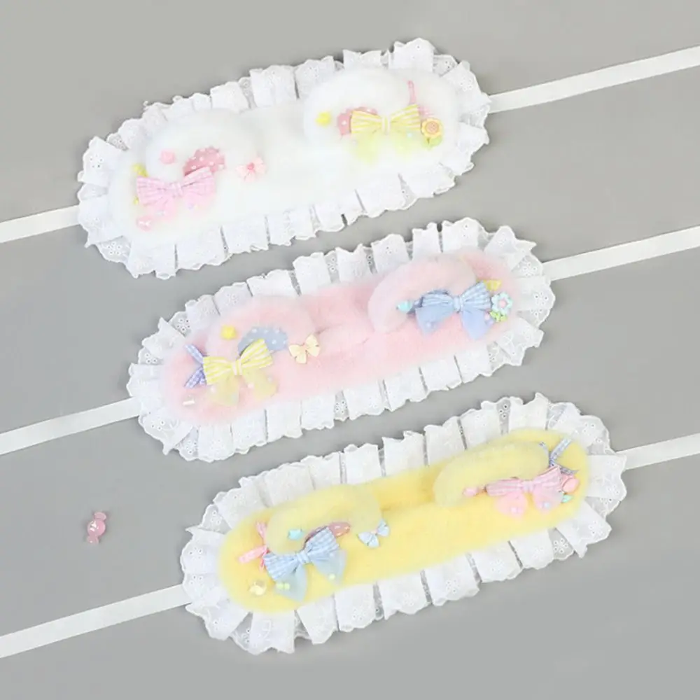 

Cute Bow Cat Ears Headband Furry Lace Bear Ear Hair Band Plush Polka Dot Lolita Bandeau Lolita Accessories