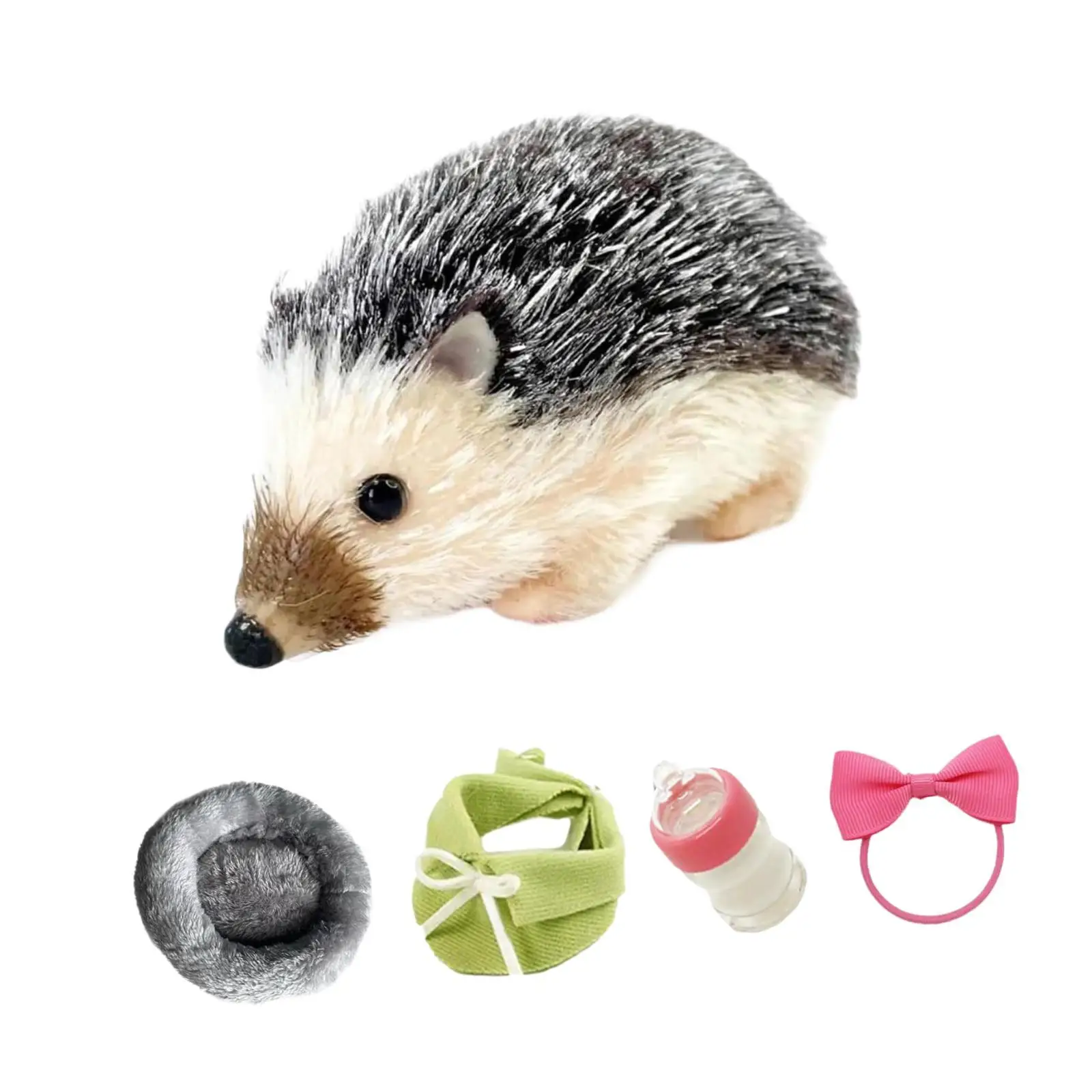 Miniature Hedgehog Doll Silicone Reborn Baby Cute Animal Model with Accessories for Photo Props Role Play Girls Gift