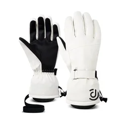 Guantes de esquí impermeables para hombre y mujer, manoplas de invierno con relleno de algodón cálido para esquí, Snowboard, ciclismo, deportes al aire libre, pantalla táctil, blanco y negro