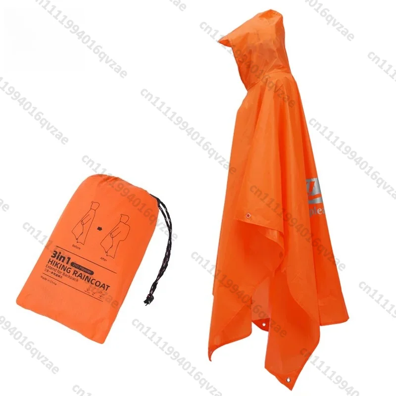 Outdoor hiking raincoat cycling nylon raincoat mountaineering portable cloth picnic mat canopy three-in-one multi-function