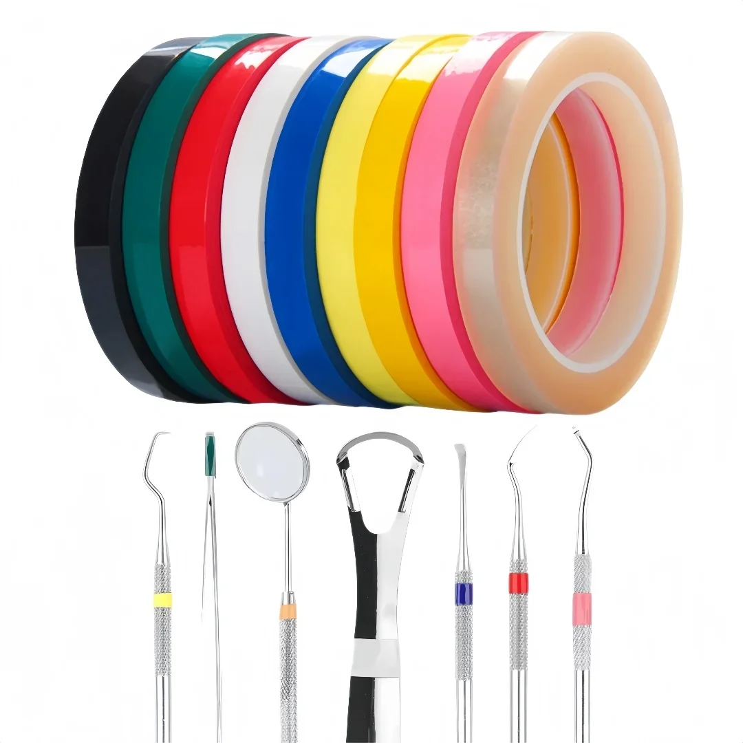 1Roll 8MM*66M Dental Instruments Tape Colored Positioning Tape High-temperature Resistant 120°C Disinfection Identification Tape