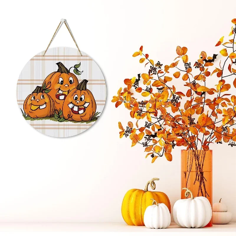 

Halloween Wooden Wreath Indoor Wall Hanging Decoration , Trick or Treat Spooky Ghost Wood Door Hanger for Outdoor Outside Porch