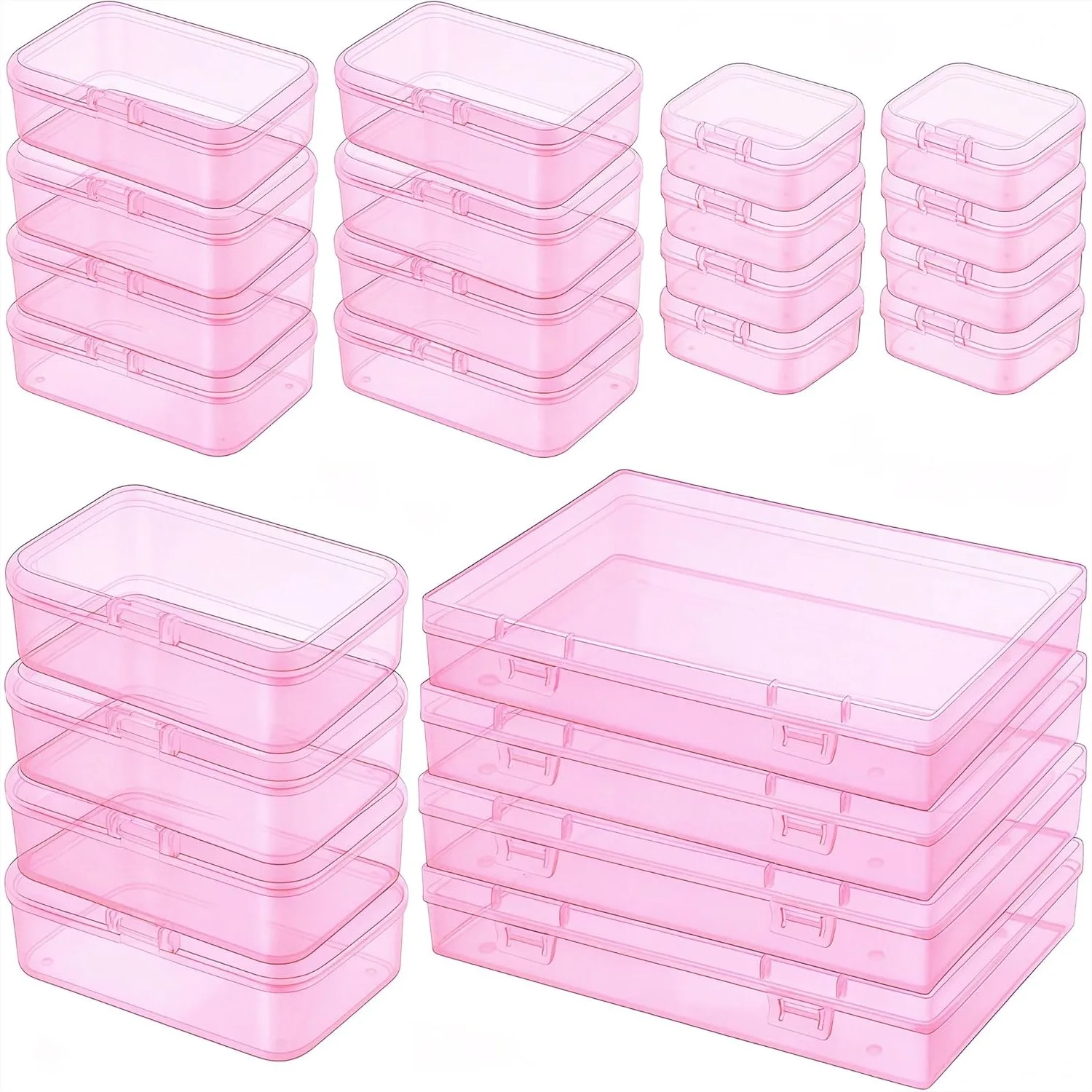 

24-Piece Plastic Storage Containers with Lids, Small Craft Organizers for Beads, Diamond Art, Jewelry, Stackable Hinged Box Set