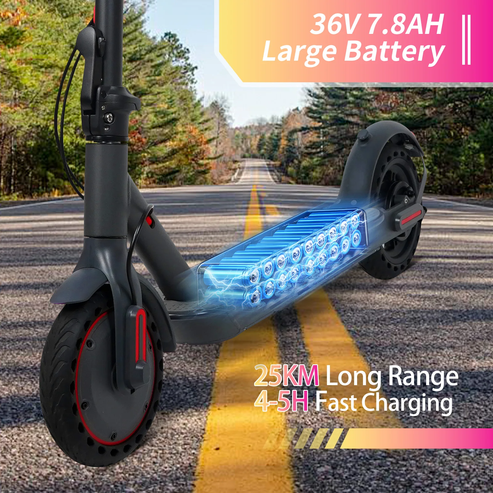 AOVOPRO Y1PLUS Elektroroller Leistungsstarker Motor 36V 10,5AH Großkapazitätsbatterie 35KM Reichweite 8,5-Zoll-Reifen mit Smart-App Kick City Commuter E-Scooter – Detail 16