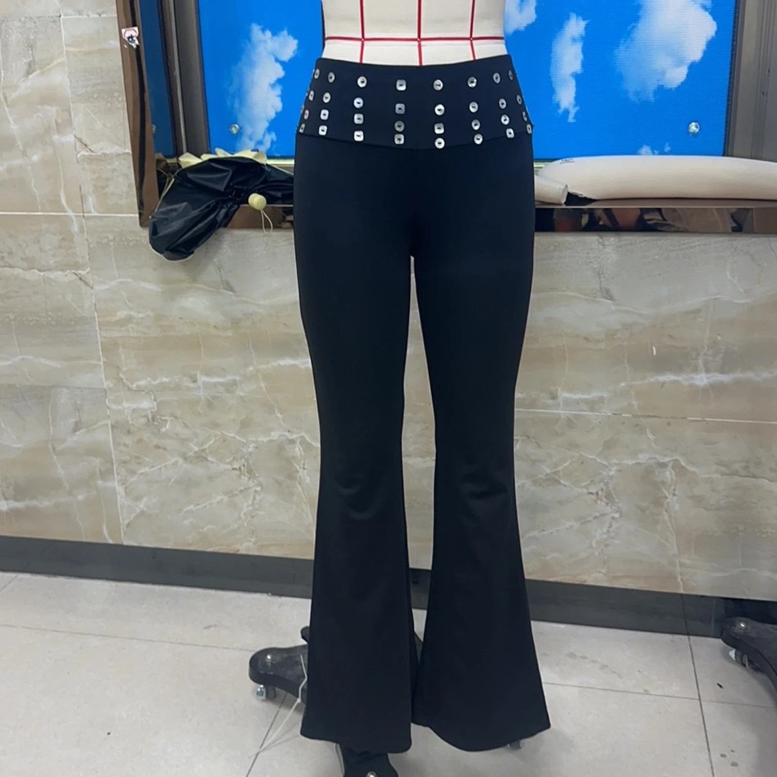 

Женские широкие брюки с блестками, повседневные свободные брюки с эластичной резинкой на талии для повседневной носки, уличная одежда для активного отдыха