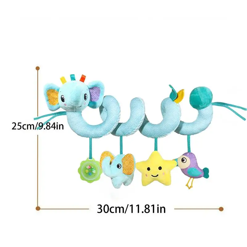 ألعاب مقعد السيارة للأطفال عربة أطفال مع جرس مدمج ملون حسية قطيفة عربة أطفال مزخرفة لحضانة السرير