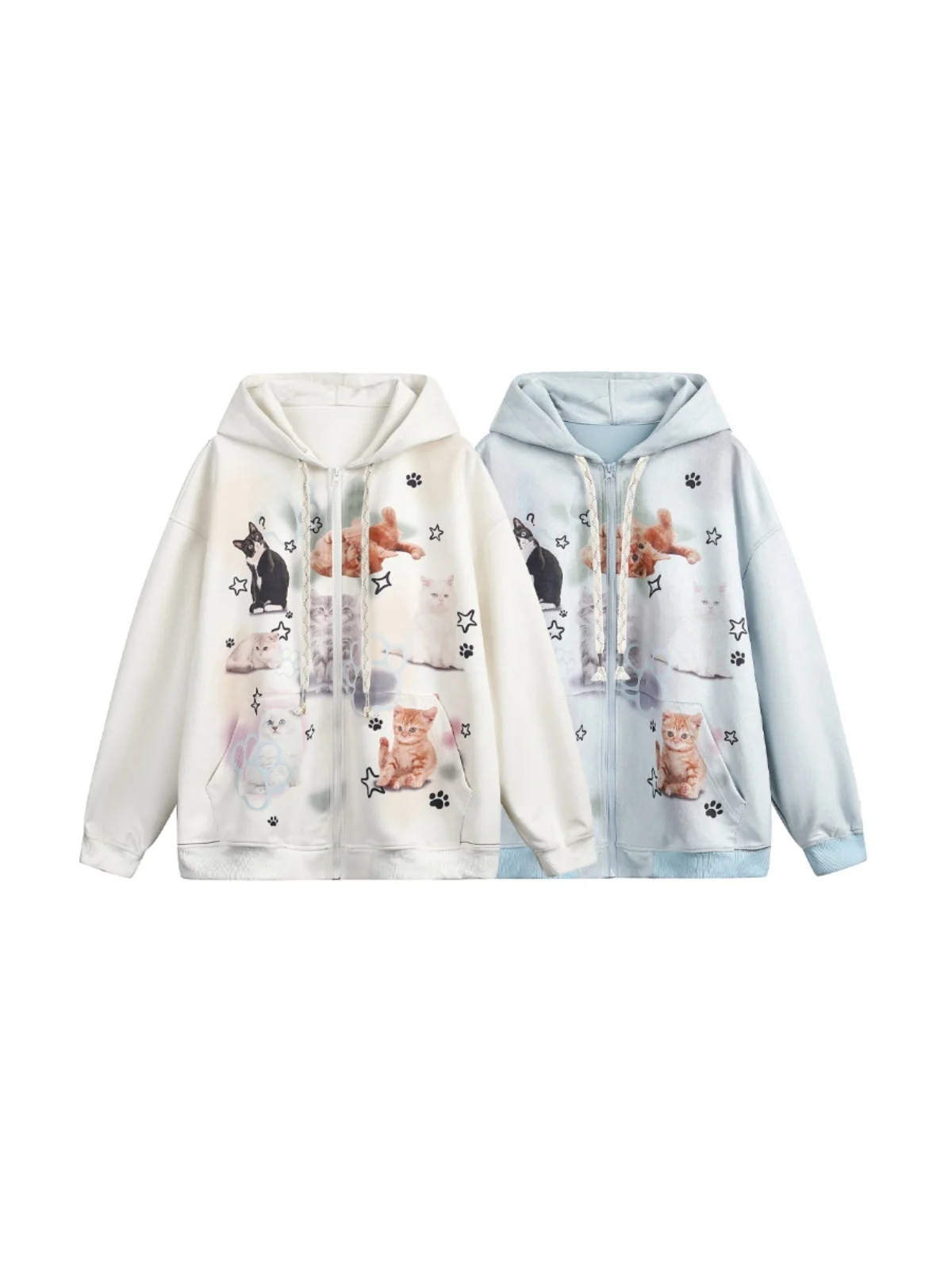 

American Retro Fun Print Hoodie Sweatirt Spring New Sle ex Jaet Youth Trend Polyester Spandex Blend Zipper Closure