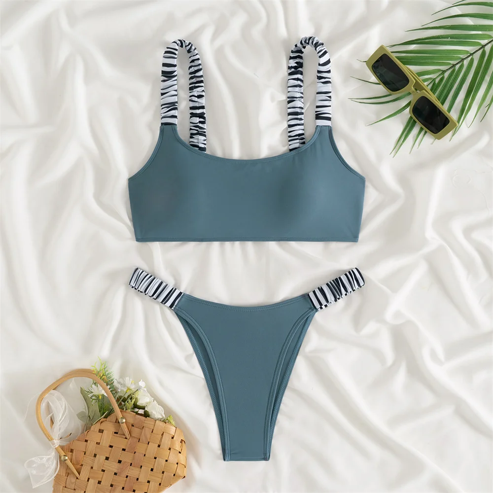 

Elastic Suspenders Bikini Micro Tanga Swimsuit Y2K Patchwork Biquini Women Vacation Swimwear Beach Bathing Suit Bikinis De Mujer