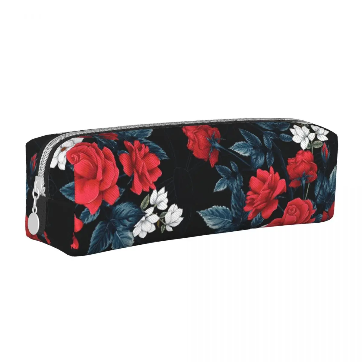 Cute Red Rose Flowers Pencil Cases Pencil Box Pen Holder for Girls Boys Large Storage Bags Students School Zipper Stationery