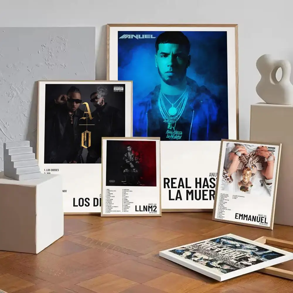 Rapper A-Anuel AA Album Cover Painting Calligraphy Perfect Sticker Self Adhesive Wall Art Designed for Home Office Dining Spaces