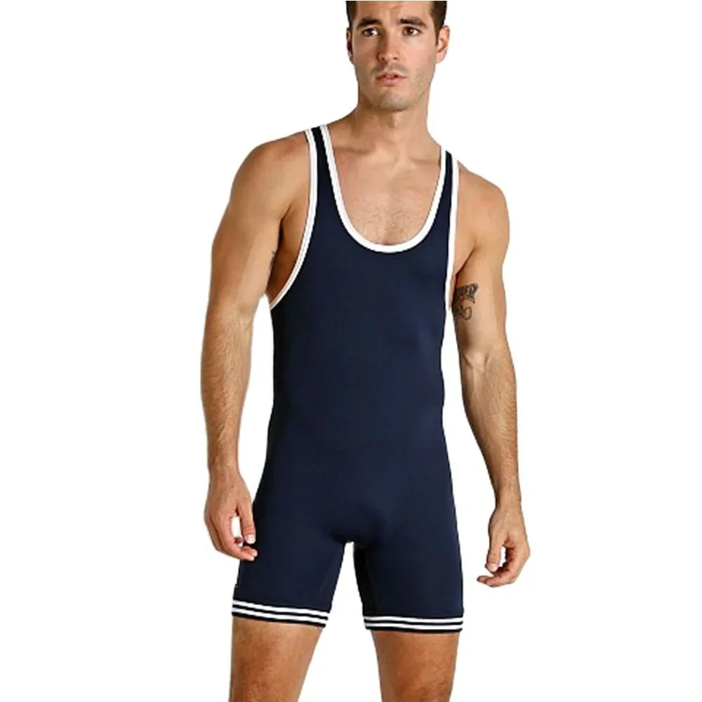 

2023 Solid Color Wrestling Singlets Suit One Piece Bodysuit Iron Men Breathable Sports Fitness Sleeveless Weightlifting Skinsuit