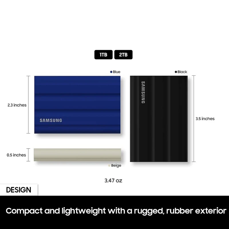 SAMSUNG T7 Shield 1TB,2TB Portable SSD, up to 1050MB/s, USB 3.2 Gen2, Rugged, IP65 Rated, for Photographers