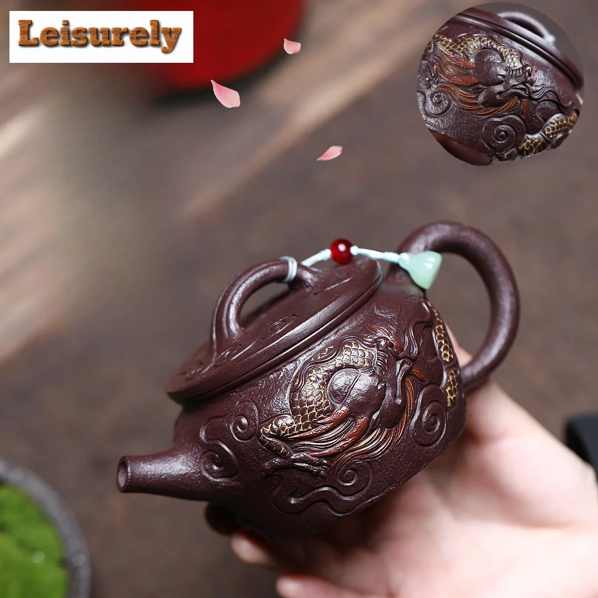 

270ml Yixing Purple Clay Teapots Handmade Large Caliber Pot Raw Ore Purple Jade Gold Sand Tea Making Kettle Infuser Zisha Teaset
