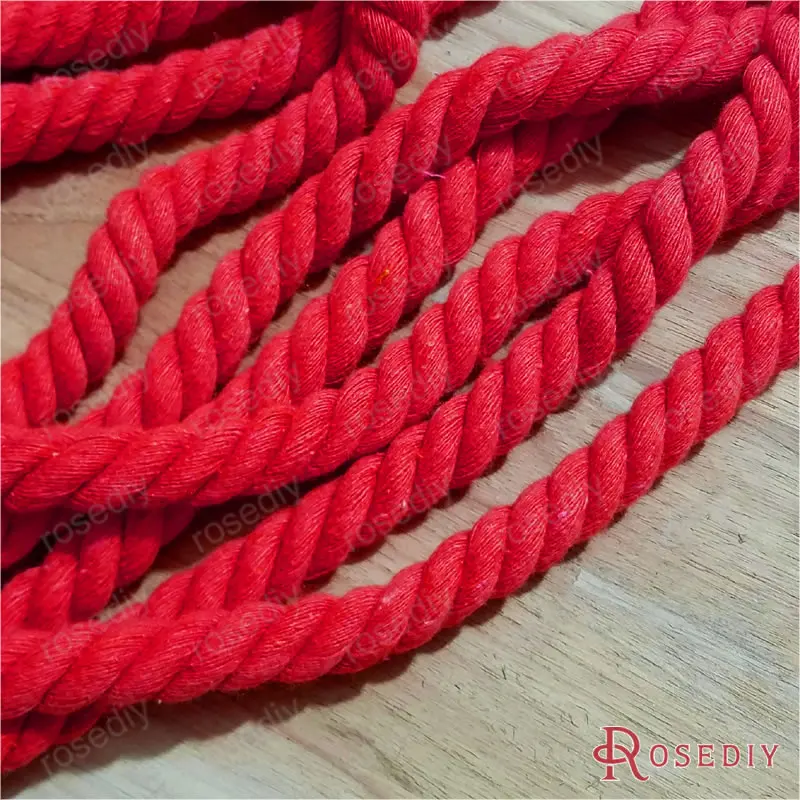 (CA1003_1M)1 meter Rope, Buy multi packs without cutting, 8mm 10mm 20mm Colorful 100% Cotton Three Strands Twisted Cords