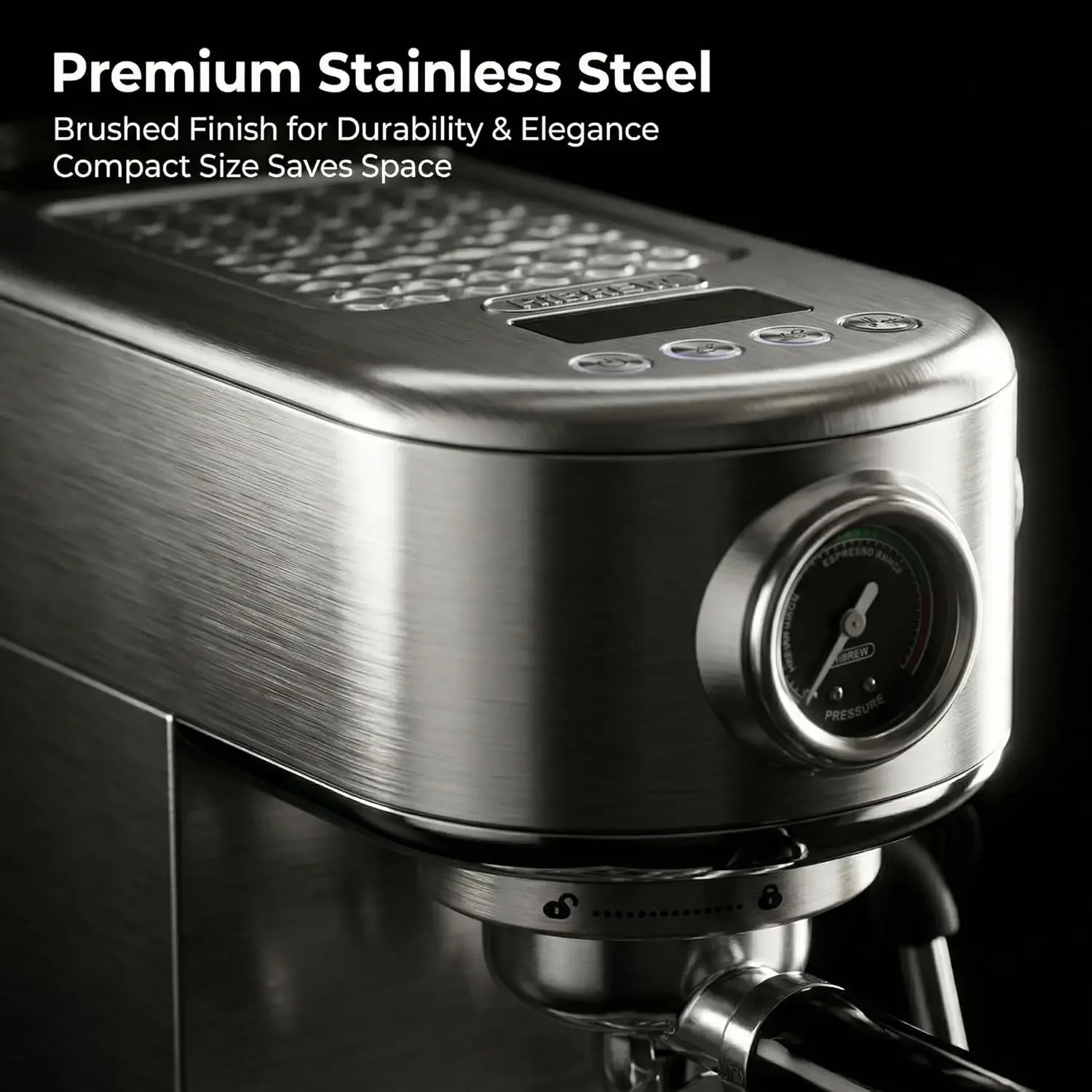H10B - Upgraded Programmable Professional Espresso Machine, 20 Bar Stainless Steel Coffee Machine with Pressure Gauge & LED Disp