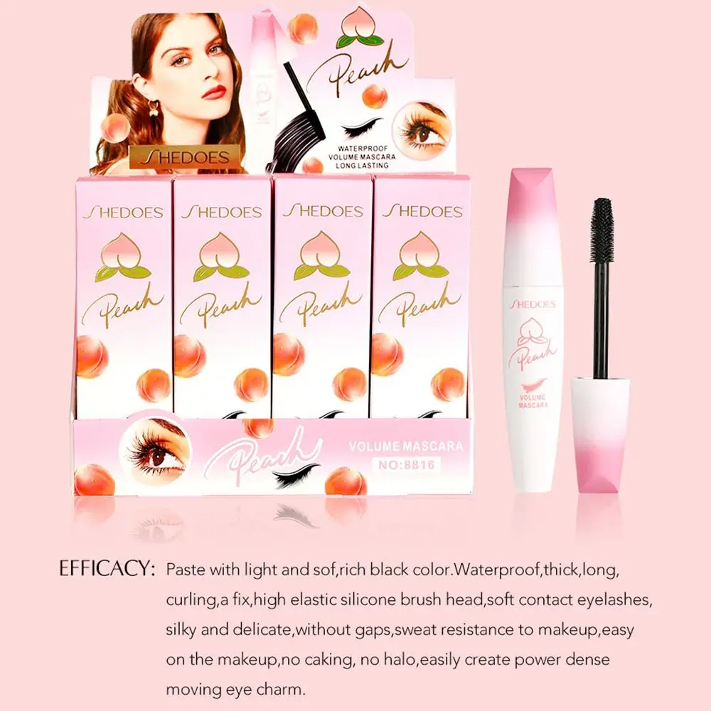 Natuurlijke Perzik Mascara Crème Anti-Zweet Langdurige Wimpers Verlenging Cosmetica Extensie Curling Wimper Groei Versterker