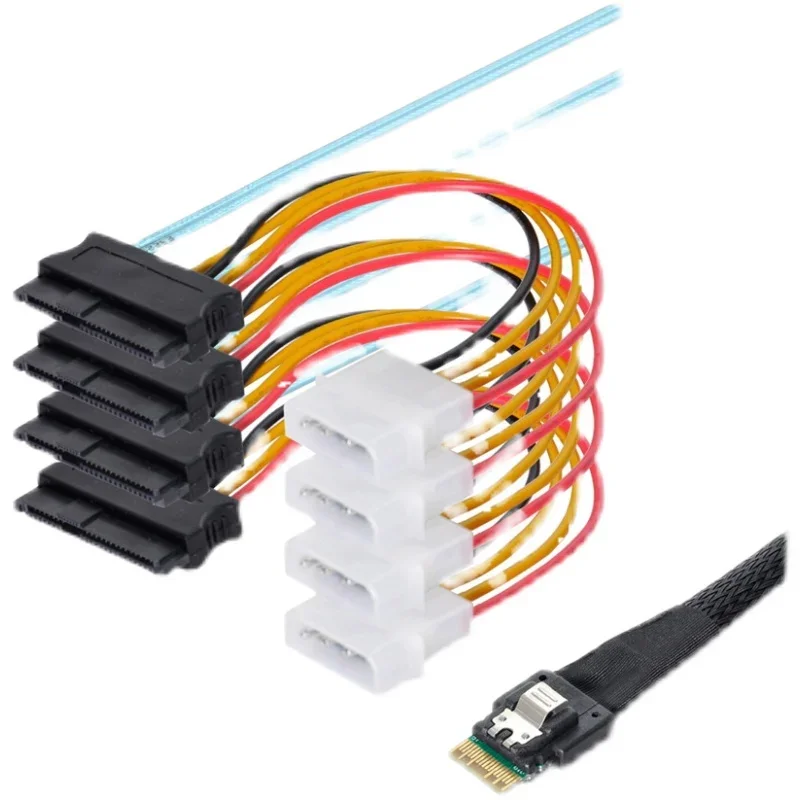 PCI-E Slimline SAS 4.0 SFF-8654 Cavo SATA da 8i a 8x 4x Mini SAS 29Pin SFF-8482 Server per computer Array Cavo per disco hub Velocità 6Gbps